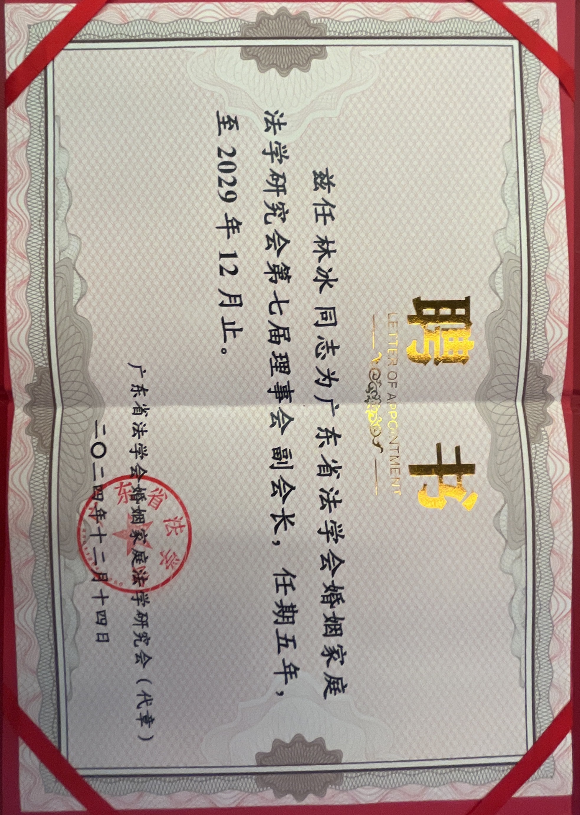 广东省法学会婚姻家庭法学研究会副会长